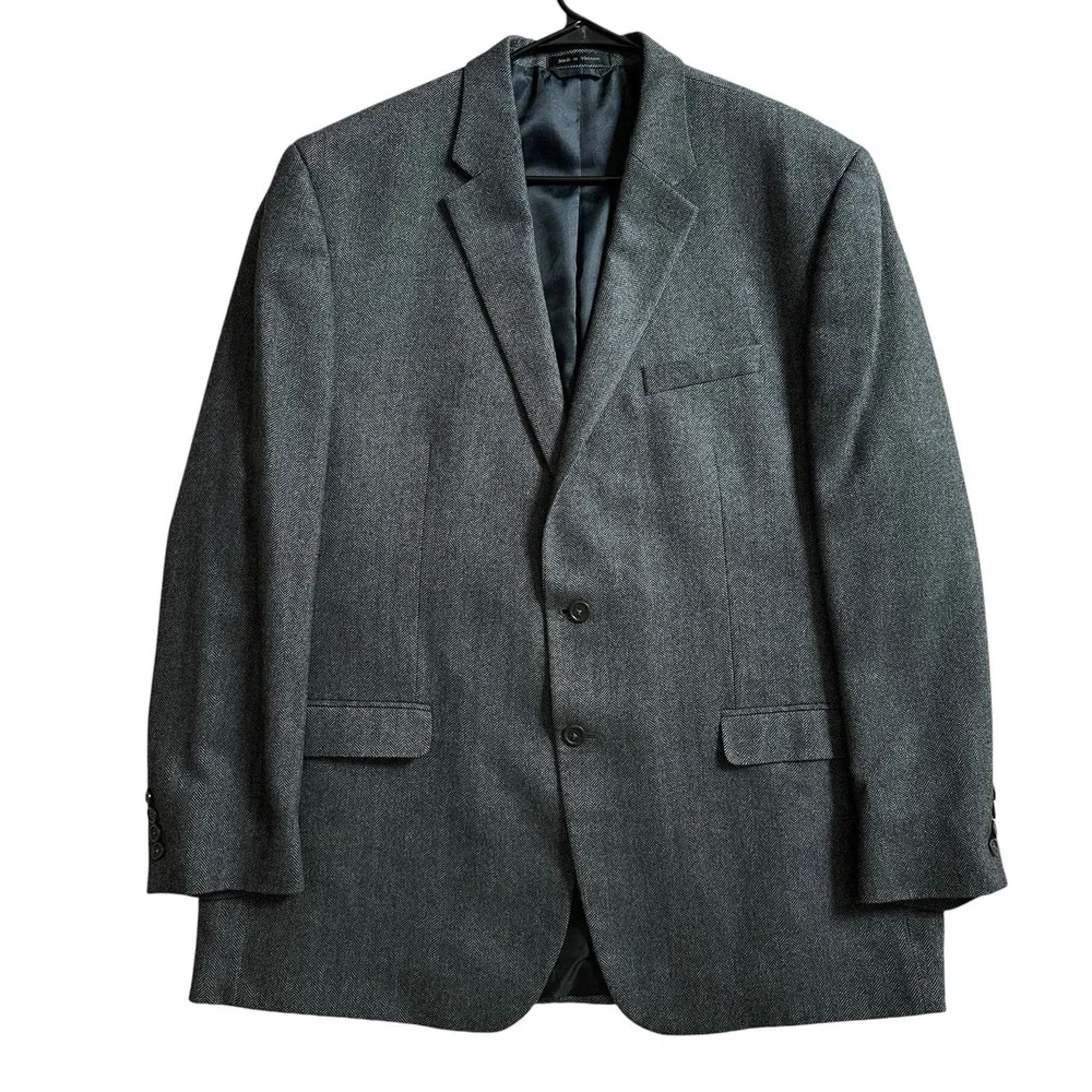 LRL Ralph Lauren Blazer Jacket Men's 48L Gray Wool Cashmere Herringbone Paisley